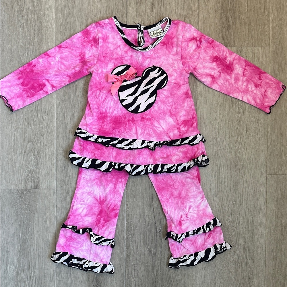 Ann Loren Pink Tie-Dye Mickey Mouse Kids Outfit size 2/3t - Picture 2 of 12
